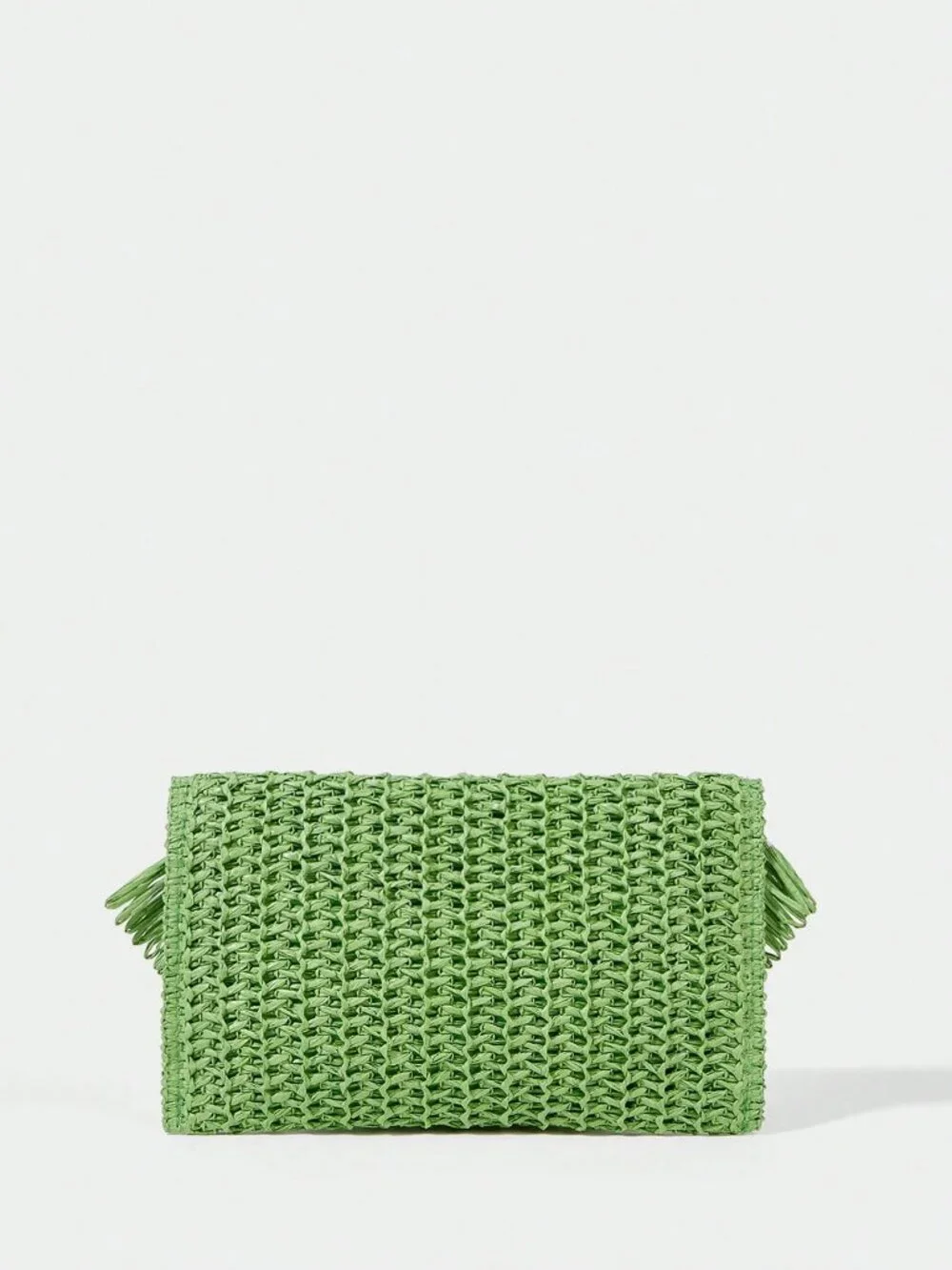 Green Woven Straw Women's Clutch Bag